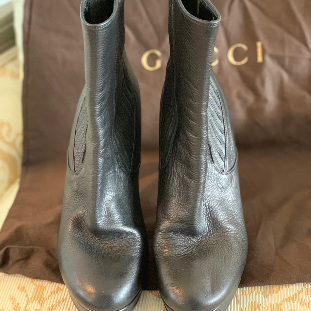 Gucci Stretch Leather Ankle Boots - Picture 2 of 6